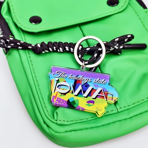 Iowa Souvenirs State Keychain - Durable Key Ring And Key Holder For Gifts,Souvenirs From Usa,Spot M in Saudi Arabia