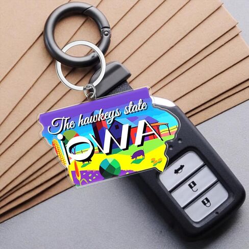 Iowa Souvenirs State Keychain - Durable Key Ring And Key Holder For Gifts,Souvenirs From Usa,Spot M in Saudi Arabia
