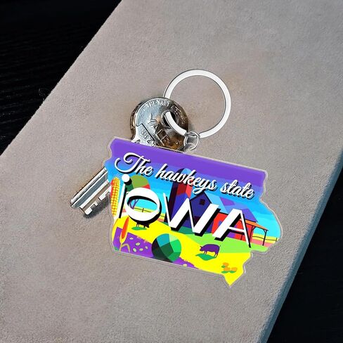 Iowa Souvenirs State Keychain - Durable Key Ring And Key Holder For Gifts,Souvenirs From Usa,Spot M in Saudi Arabia