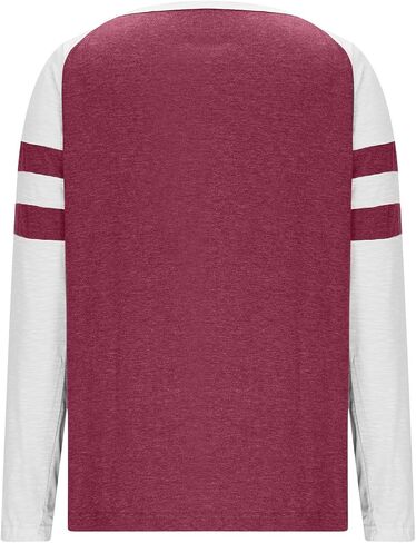 Shirts for Women 2025 Long Sleeve Color Block Casual Crewneck Tops Basic Tee Fall Fashion Blouse Trendy Outfits in Kuwait