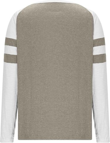 Shirts for Women 2025 Long Sleeve Color Block Casual Crewneck Tops Basic Tee Fall Fashion Blouse Trendy Outfits in Kuwait