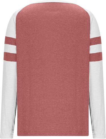 Shirts for Women 2025 Long Sleeve Color Block Casual Crewneck Tops Basic Tee Fall Fashion Blouse Trendy Outfits in Kuwait