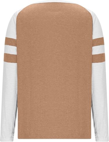 Shirts for Women 2025 Long Sleeve Color Block Casual Crewneck Tops Basic Tee Fall Fashion Blouse Trendy Outfits in Kuwait