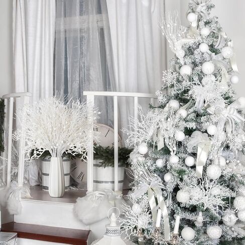 Namalu 18 Pcs Ocean Christmas Tree Picks Sprays 15 Inches Coral Ornament Coastal Teal Ocean Branch Picks Xmas Ornament Glitter Berry Stick Ornaments, Branches Sea Glass Holiday Wedding Winter Decorate in Kuwait