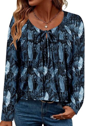 Magritta إمرأة كم طويل بلايز 2025 خريف ثقب المفتاح التعادل الرقبة مطوي تونك البلوزات أنيق قمصان رسمية رسمية in Kuwait