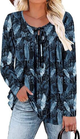 Magritta إمرأة كم طويل بلايز 2025 خريف ثقب المفتاح التعادل الرقبة مطوي تونك البلوزات أنيق قمصان رسمية رسمية in Kuwait