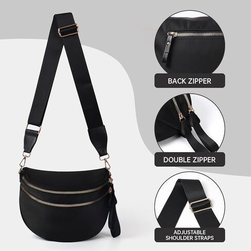 Checkered Crossbody Bag Spacious Bum Bags for Women Nylon Fanny Packs Belt Bag Handbags Wallets for Shopping Travel in Kuwait