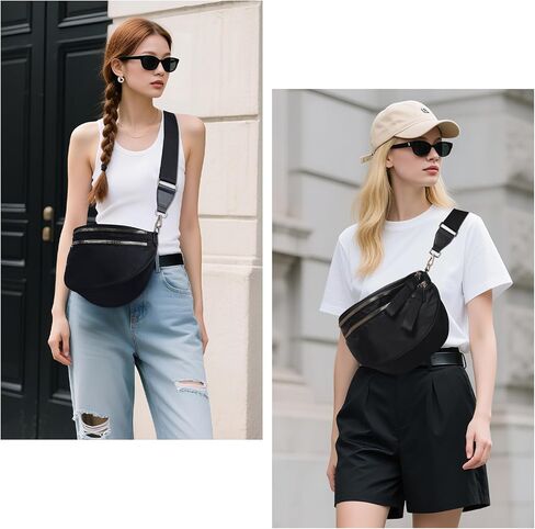Checkered Crossbody Bag Spacious Bum Bags for Women Nylon Fanny Packs Belt Bag Handbags Wallets for Shopping Travel in Kuwait