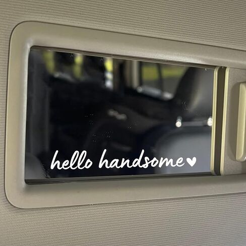 مجموعة 3 قطع من ملصقات مرآة الرؤية الخلفية Hello Handsome اللطيفة، ملصق إلهام للرجال، ملصق كمبيوتر محمول مضحك لزجاجة مياه من الفينيل مقاوم للماء مقاس 4 × 0.6 بوصة هدية لصديق الصبي والأم والأب in Kuwait