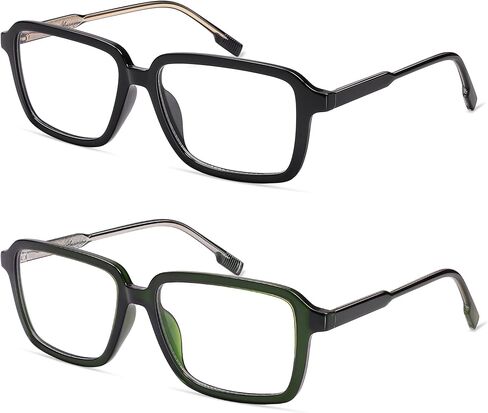 AMOMOMA 2 Pack Retro Reading Glasses for Women Men,Rectangle Blue Light Computer Reader Frame AM6198 in Saudi Arabia
