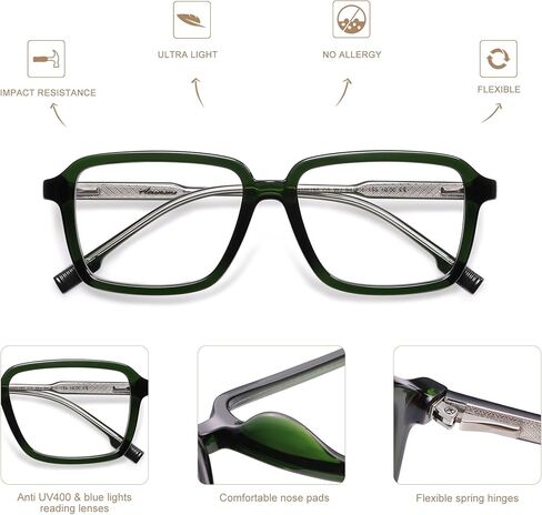 AMOMOMA 2 Pack Retro Reading Glasses for Women Men,Rectangle Blue Light Computer Reader Frame AM6198 in Saudi Arabia