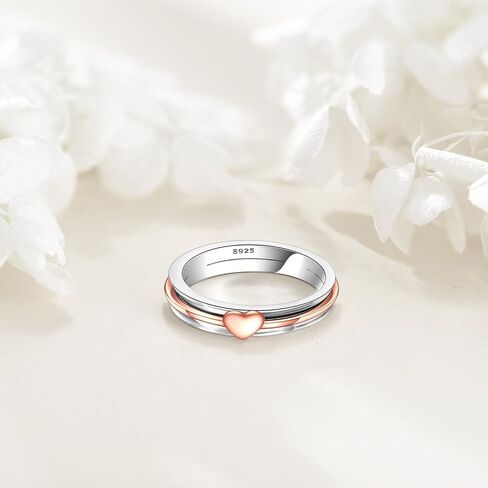AOBOCO Sunflower/love Heart/Cross Anxiety Rings for Women Sterling Silver Anxiety Spinner Rings Rotatable Mood Rings Relieve Stress Gift in Saudi Arabia