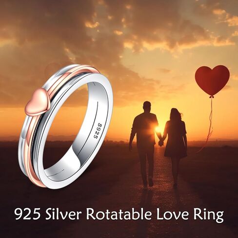 AOBOCO Sunflower/love Heart/Cross Anxiety Rings for Women Sterling Silver Anxiety Spinner Rings Rotatable Mood Rings Relieve Stress Gift in Saudi Arabia