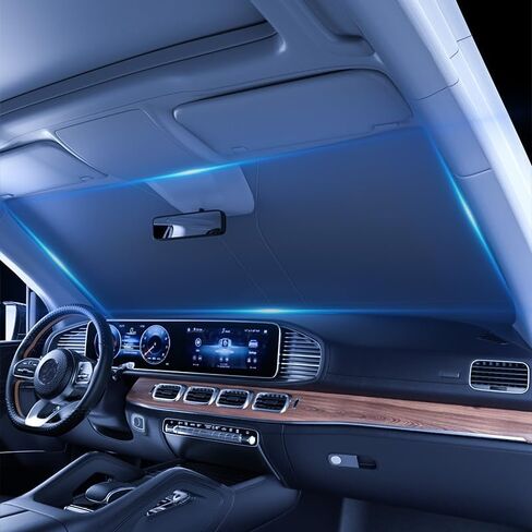 Windshield Sun Shade for BMW 7 Series 740i 740iL 745Li 750iL 760i 2000-2019 2020 2021 2022 2023 2024, Sunshade for Car Windshield Foldable Blocks UV Rays Custom Car Accessories,Black in Saudi Arabia