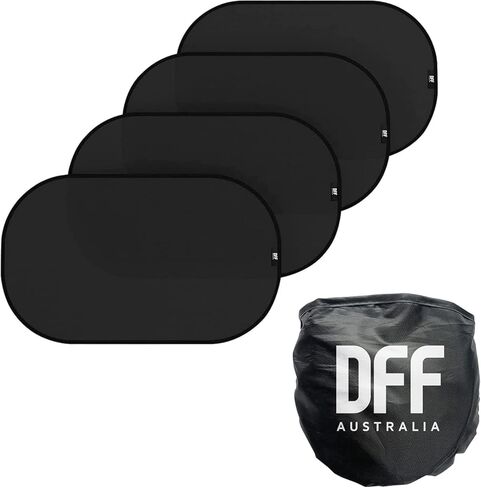 مظلة شمسية لنافذة السيارة (4 عبوات) - حقيبة تخزين متضمنة مقاس 20 × 12 بوصة (50 × 30 سم) - مظلة لاصقة للنوافذ الجانبية للسيارة - حماية من الشمس والوهج والأشعة فوق البنفسجية للطفل والطفل - سهلة التركيب in Kuwait