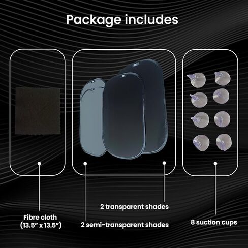 مظلة شمسية لنافذة السيارة (4 عبوات) - حقيبة تخزين متضمنة مقاس 20 × 12 بوصة (50 × 30 سم) - مظلة لاصقة للنوافذ الجانبية للسيارة - حماية من الشمس والوهج والأشعة فوق البنفسجية للطفل والطفل - سهلة التركيب in Kuwait