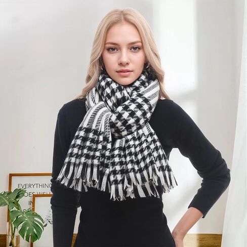 Plaid Scarf for Women Fall Winter Pashmina Scarves Wraps for Cold Weather Warm Large in Saudi Arabia