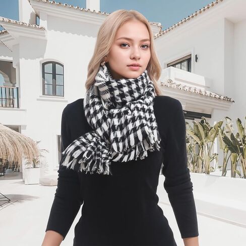 Plaid Scarf for Women Fall Winter Pashmina Scarves Wraps for Cold Weather Warm Large in Saudi Arabia
