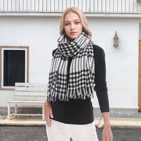 Plaid Scarf for Women Fall Winter Pashmina Scarves Wraps for Cold Weather Warm Large in Saudi Arabia