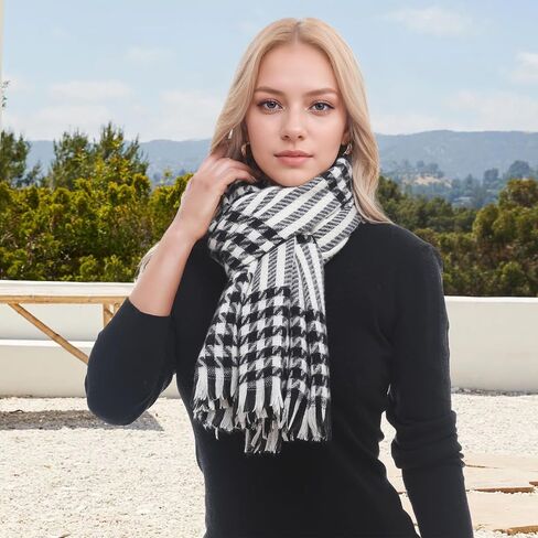 Plaid Scarf for Women Fall Winter Pashmina Scarves Wraps for Cold Weather Warm Large in Saudi Arabia