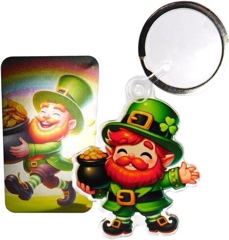 Westmon Works Irish Leprechaun Keychain with Poem Card for Lucky Good Luck Paddy Set St Patrick's Day Pack Made in the USA in Saudi Arabia