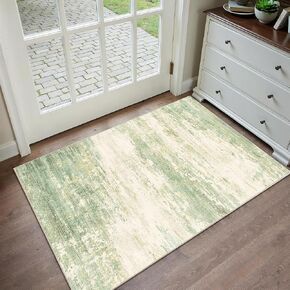 سجادة تجريدية حديثة مقاس 5 × 7 سجادة قابلة للغسل لغرفة المعيشة وغرفة النوم وغرفة الطعام ومضادة للانزلاق وكومة منخفضة وسجادة كبيرة محايدة ناعمة للأرضيات الداخلية، ذهبي in Kuwait