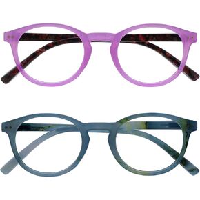 نظارات قراءة OPULIZE Zen مكونة من 4 قطع بإطار دائري رائع بمفصلات زنبركية مقاومة للخدش أسود لامع بني فاتح بني داكن أرجواني للرجال والنساء RRRR24-11T25 +1.50 in Kuwait