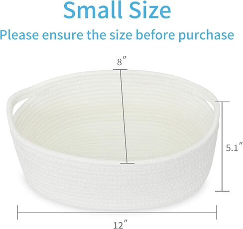 سلة منسوجة صغيرة من ABenkle، سلة صغيرة لطيفة، سلة تخزين رف غرفة الحبال، صندوق صدر سلة ألعاب القطط والكلاب، سلة هدايا مزخرفة فارغة، 30.48 سم × 20.32 سم × 12.7 سم in Kuwait