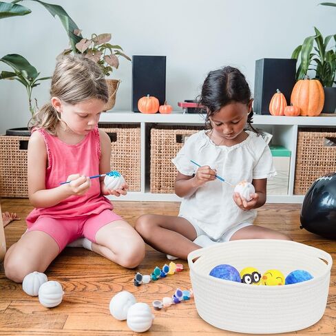 سلة منسوجة صغيرة من ABenkle، سلة صغيرة لطيفة، سلة تخزين رف غرفة الحبال، صندوق صدر سلة ألعاب القطط والكلاب، سلة هدايا مزخرفة فارغة، 30.48 سم × 20.32 سم × 12.7 سم in Kuwait