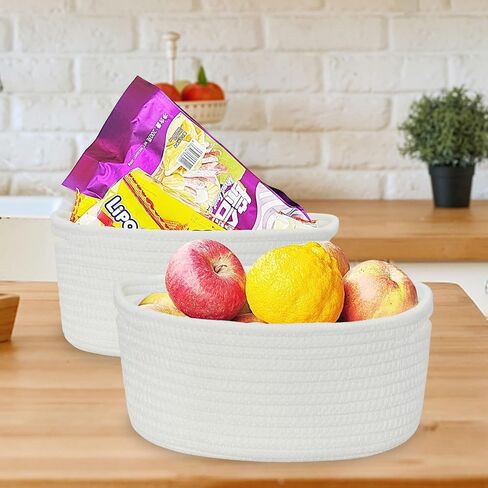 سلة منسوجة صغيرة من ABenkle، سلة صغيرة لطيفة، سلة تخزين رف غرفة الحبال، صندوق صدر سلة ألعاب القطط والكلاب، سلة هدايا مزخرفة فارغة، 30.48 سم × 20.32 سم × 12.7 سم in Kuwait