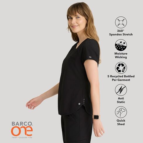 BARCO One Swing Classic Fit Tuck-in Scrub Top for Women – 1-Pocket, Crew Neck Shirt with 360 Spandex Stretch in Saudi Arabia