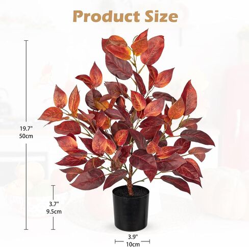 Briful 18.5" Fake Fall Eucalyptus Tree in Black Pot, Autumn Small Artificial Tree with Realistic Red Orange Leaves Faux Plants Indoor for Home Office Room Tabletop Mantel Thanksgiving Decor in Saudi Arabia