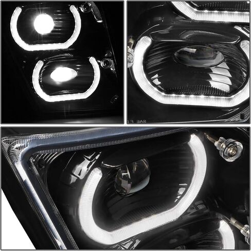 Auto Dynasty Full Dual LED Halo Rings DRL Projector Front Bumper Driving Fog Light Lamps Compatible with Volvo VN VNL 300 400 430 630 740 760 860 2004-2018, Driver and Passenger Side, Black Housing in Saudi Arabia