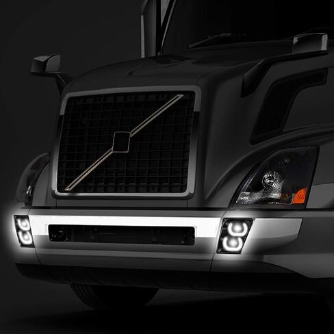Auto Dynasty Full Dual LED Halo Rings DRL Projector Front Bumper Driving Fog Light Lamps Compatible with Volvo VN VNL 300 400 430 630 740 760 860 2004-2018, Driver and Passenger Side, Black Housing in Saudi Arabia