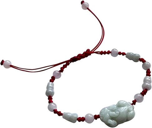 Unik22 Lucky Jade Pixiu Bracelet with Jade Gourds & Jade Beads, Adjustable Red Woven String, Unisex, Lucky FENGSHUI Bracelet, Self Protector, For Good Health too in Saudi Arabia