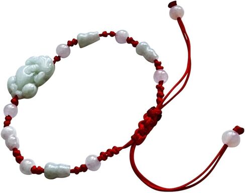 Unik22 Lucky Jade Pixiu Bracelet with Jade Gourds & Jade Beads, Adjustable Red Woven String, Unisex, Lucky FENGSHUI Bracelet, Self Protector, For Good Health too in Saudi Arabia