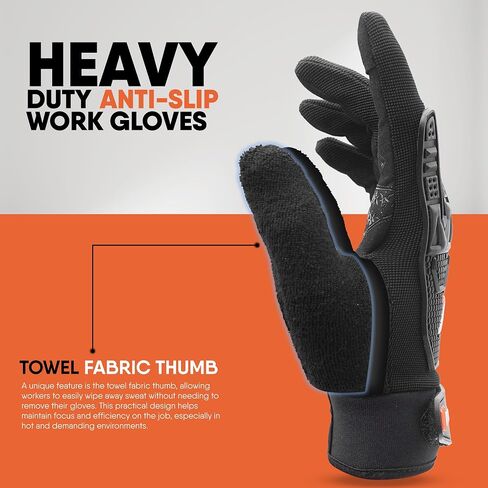 Working Gloves for men with TPR Protection Durable Utility Gloves with Touchscreen Fingertips,Anti-Slip Grip in Saudi Arabia