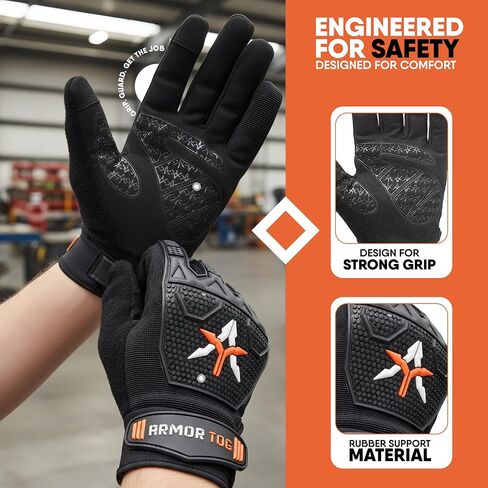 Working Gloves for men with TPR Protection Durable Utility Gloves with Touchscreen Fingertips,Anti-Slip Grip in Saudi Arabia