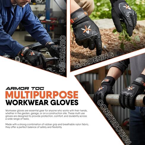 Working Gloves for men with TPR Protection Durable Utility Gloves with Touchscreen Fingertips,Anti-Slip Grip in Saudi Arabia
