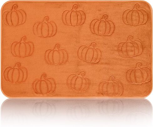 Nuanchu Pumpkins Fall Bathroom Rug 3D Embossed Thanksgiving Autumn Halloween Bath Mat 17x29 in Water Absorbent Nonslip Washable for Tub Shower Kitchen Bedroom Living Room Farmhouse Decor(Dark Rust) in Saudi Arabia