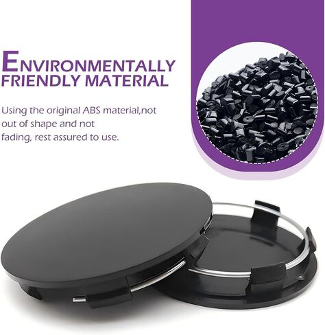 4 PCS Wheel Center Caps, 2.32" OD 2.01" ID Snap-in Plastic Wheel Center Hub Cap Cover, Rust-Proof Durable Rim Hub Caps Accessories, Universal for Most Cars (Black) in Saudi Arabia
