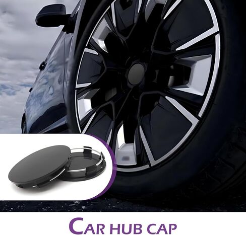 4 PCS Wheel Center Caps, 2.32" OD 2.01" ID Snap-in Plastic Wheel Center Hub Cap Cover, Rust-Proof Durable Rim Hub Caps Accessories, Universal for Most Cars (Black) in Saudi Arabia
