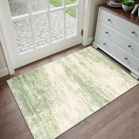 سجادة تجريدية حديثة مقاس 5 × 7 سجادة قابلة للغسل لغرفة المعيشة وغرفة النوم وغرفة الطعام ومضادة للانزلاق وكومة منخفضة وسجادة كبيرة محايدة ناعمة للأرضيات الداخلية، ذهبي in Kuwait