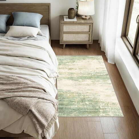 سجادة تجريدية حديثة مقاس 5 × 7 سجادة قابلة للغسل لغرفة المعيشة وغرفة النوم وغرفة الطعام ومضادة للانزلاق وكومة منخفضة وسجادة كبيرة محايدة ناعمة للأرضيات الداخلية، ذهبي in Kuwait