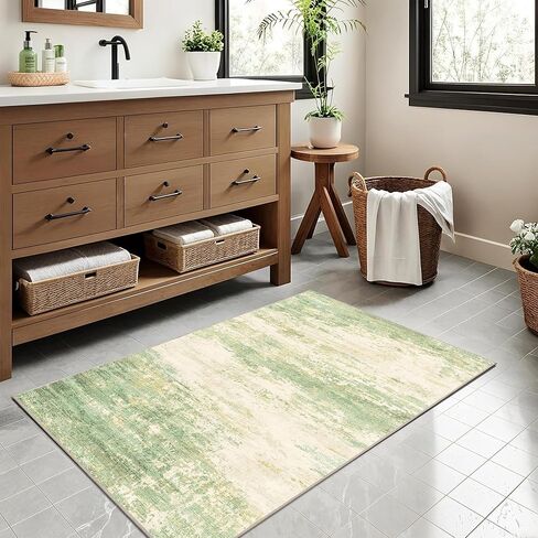 سجادة تجريدية حديثة مقاس 5 × 7 سجادة قابلة للغسل لغرفة المعيشة وغرفة النوم وغرفة الطعام ومضادة للانزلاق وكومة منخفضة وسجادة كبيرة محايدة ناعمة للأرضيات الداخلية، ذهبي in Kuwait