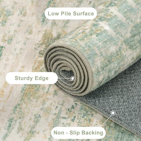 سجادة تجريدية حديثة مقاس 5 × 7 سجادة قابلة للغسل لغرفة المعيشة وغرفة النوم وغرفة الطعام ومضادة للانزلاق وكومة منخفضة وسجادة كبيرة محايدة ناعمة للأرضيات الداخلية، ذهبي in Kuwait