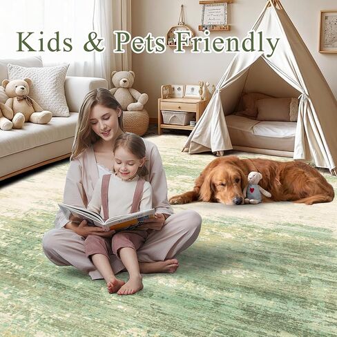 سجادة تجريدية حديثة مقاس 5 × 7 سجادة قابلة للغسل لغرفة المعيشة وغرفة النوم وغرفة الطعام ومضادة للانزلاق وكومة منخفضة وسجادة كبيرة محايدة ناعمة للأرضيات الداخلية، ذهبي in Kuwait