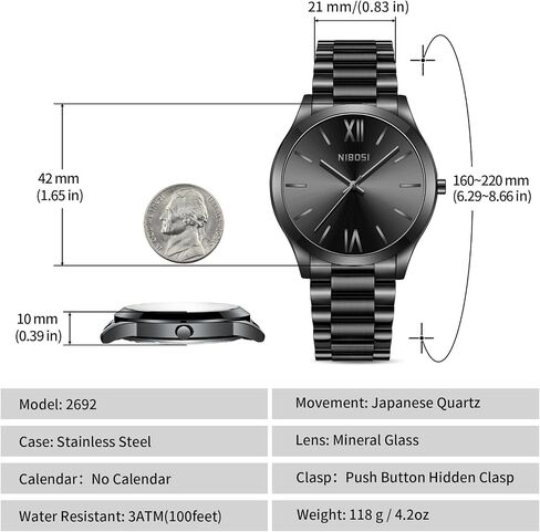 NIBOSI Men Watches Analog Quartz Stainless Steel Black Watches for Men Waterproof Business Classic Watch Fashion Minimalist Ultra Thin Wrist Watch for Work and Casual Wear in Saudi Arabia