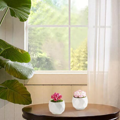 Set of 2 Artificial Succulent Plants Potted - Small Fake Succulents Handmade for Home Decor, Pink Desk Accessories, Dorm Decor in Saudi Arabia