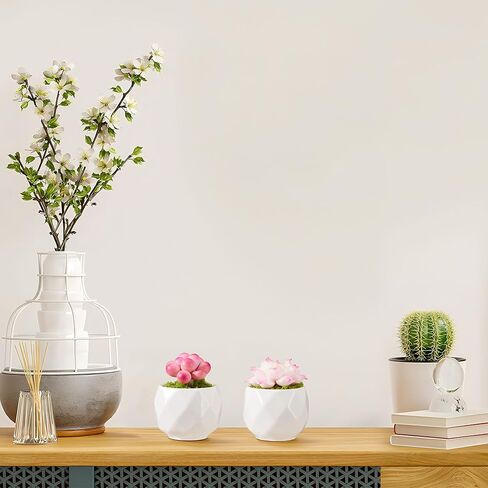 Set of 2 Artificial Succulent Plants Potted - Small Fake Succulents Handmade for Home Decor, Pink Desk Accessories, Dorm Decor in Saudi Arabia
